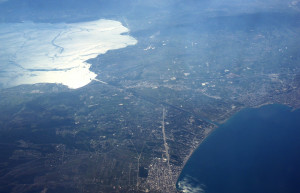 Коринфский канал (Corinth Canal) в Греции, вид с самолёта – фотографии Греции