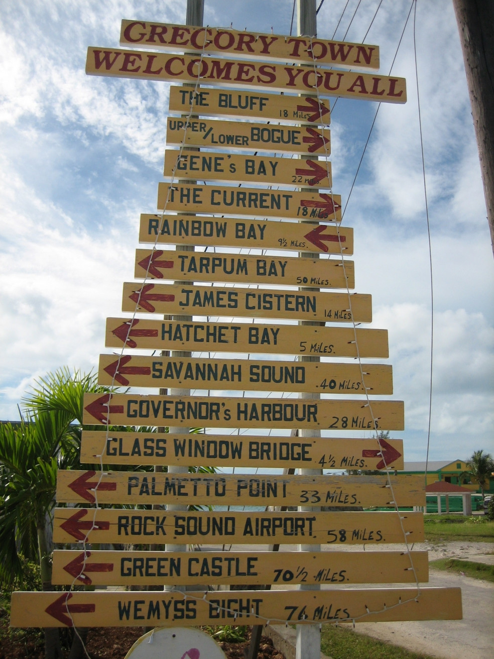 Указатель дороги в Эльютера, Багамские острова – фотографии Багамских островов