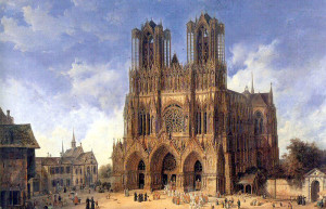 Реймсский собор в городе Реймс во Франции. Картина – фотографии Франции