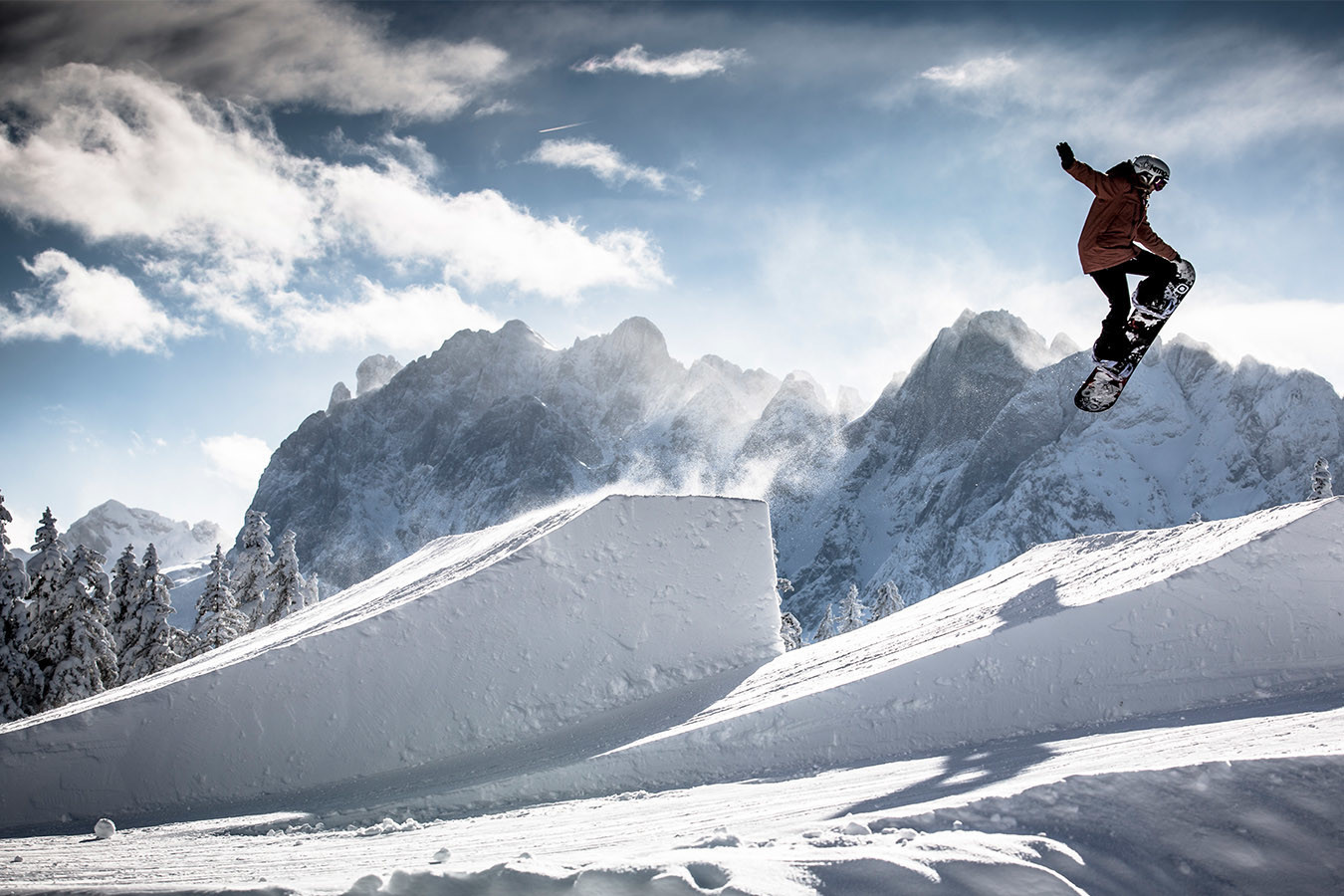 Сноубордист на склоне. Абтенау. Австрия. – фотографии Австрии
