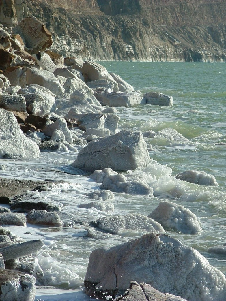 Скалистый берег Мёртвое море, Иордания – фотографии Иордании