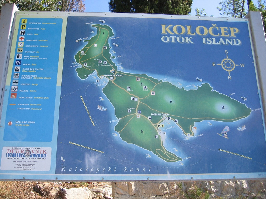 Карта Побережья острова Колочеп, Хорватия – фотографии Хорватии