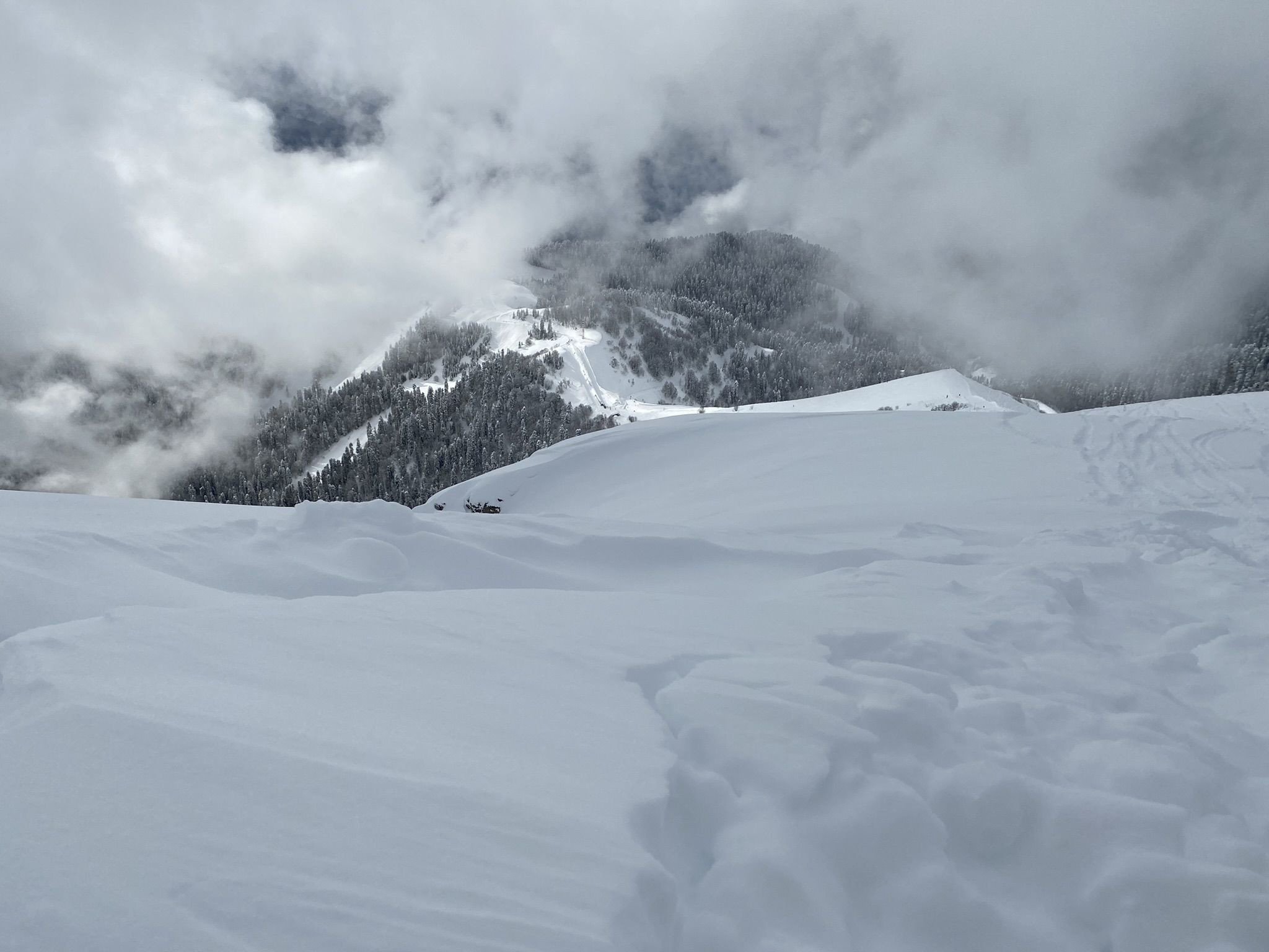Вид с пухляка Каменного столба на Южный склон, Роза Хутор – фотографии России