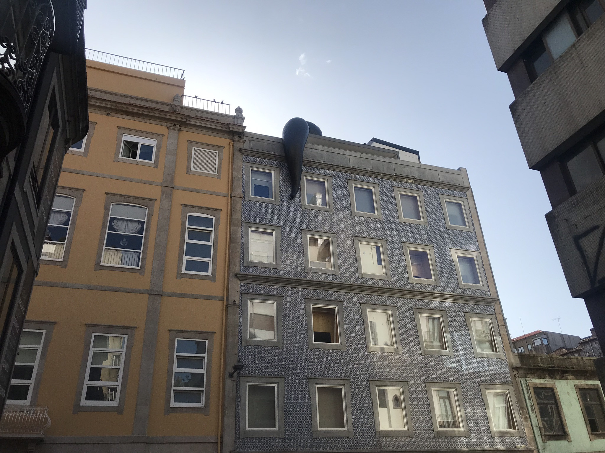 Интересный дом с хвостом на крыше в городе Порту – фотографии Португалии