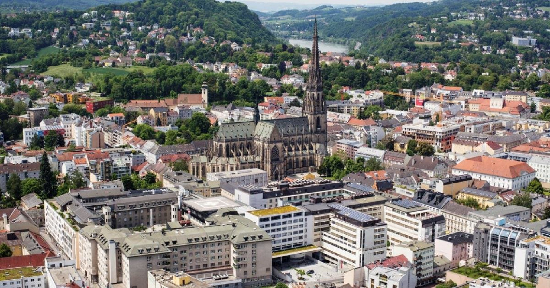 Город Линц с высоты. Австрия – фотографии Австрии