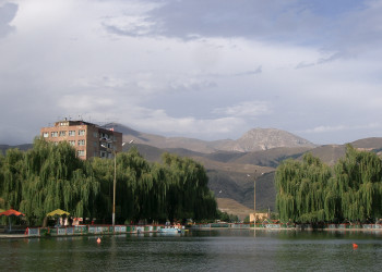 Ивы и жилой дом. Ванадзор. Армения. – фотографии Армении