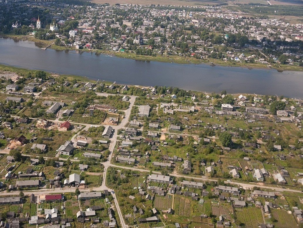 Вид сверху на Каргополь – фотографии России