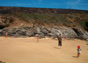 Люди на пляже в Локмарья, Франция – фотографии Франции