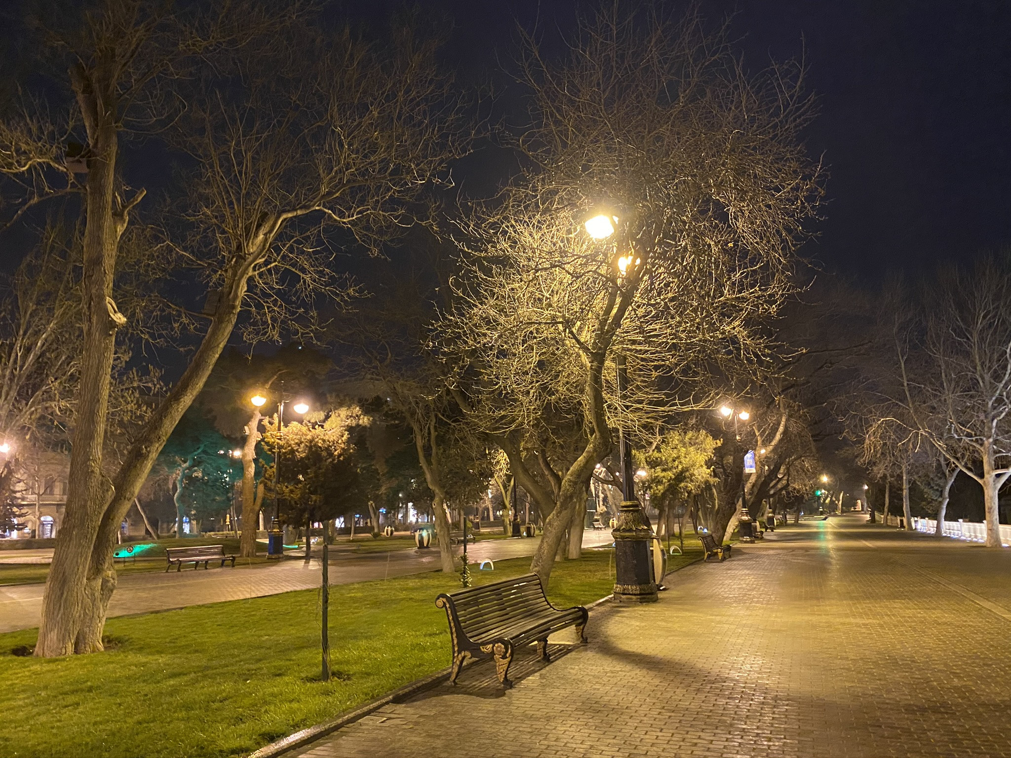 Ночная набережная Баку, парковая зона – фотографии Азербайджана