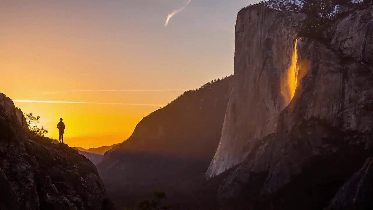 Водопад Лошадиный хвост на закате – фотографии США