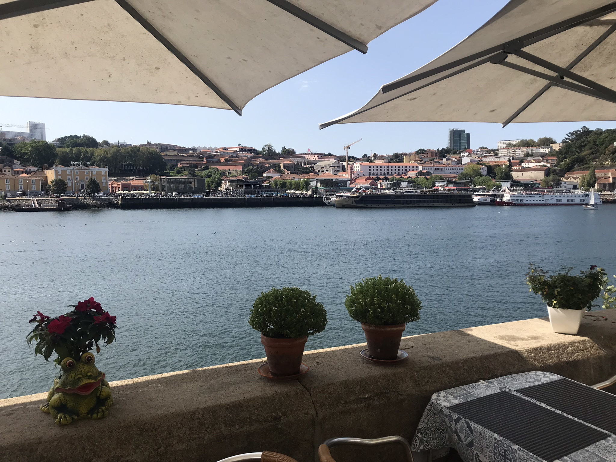 Вид с ресторана на набережной исторического центра в Порту – фотографии Португалии