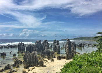 Каменные скалы на берегу. Науру – фотографии Науру