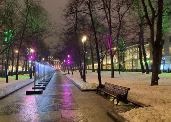 Никитский бульвар в Москве, новогодняя ночь – фотографии России