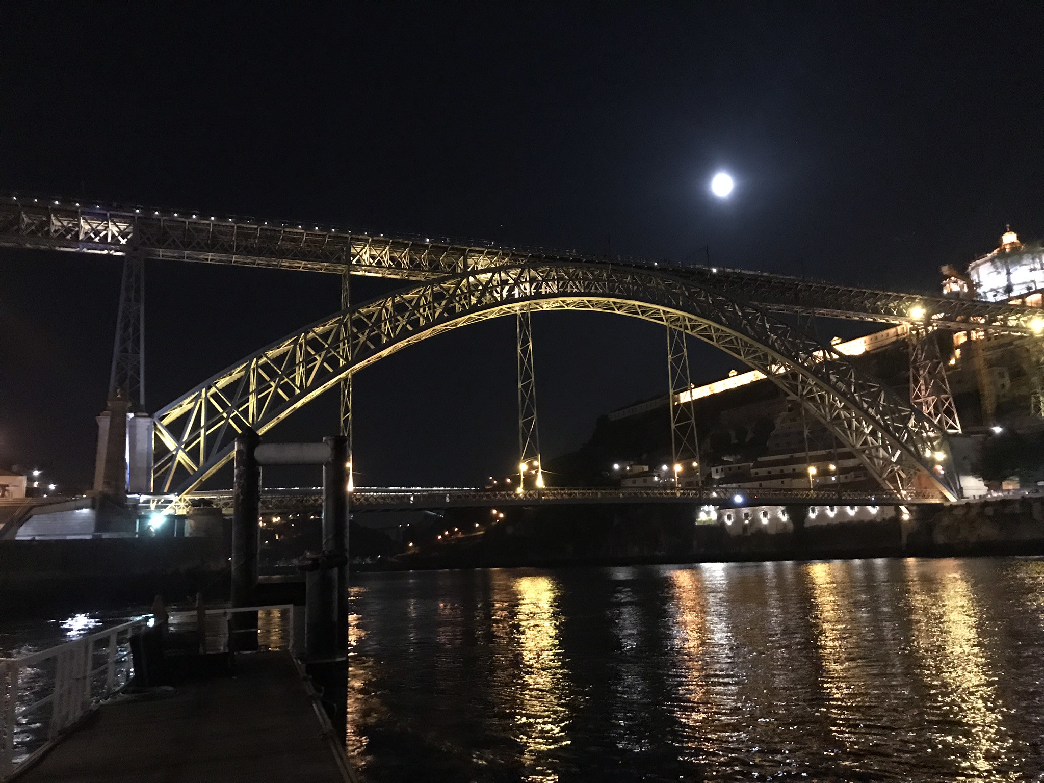 Ночной мост Понти-ди-Дон-Луиш I в Порту – фотографии Португалии