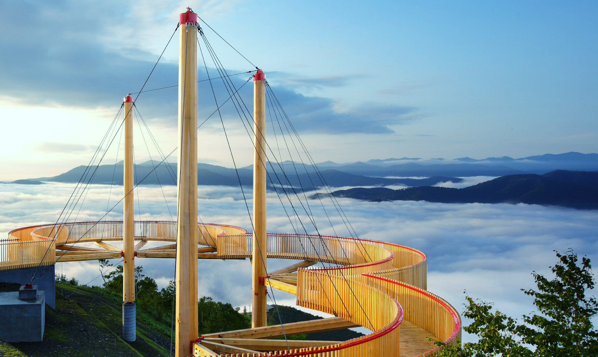 Смотровая площадка терраса Ункай на острове Хоккайдо в Японии – фотографии Японии