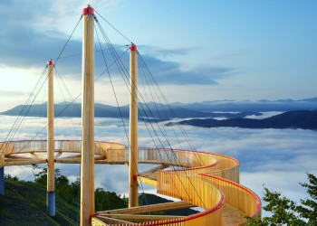 Смотровая площадка терраса Ункай на острове Хоккайдо в Японии – фотографии Японии