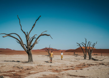 Туристы в мёртвой долины (Deadvlei) в Намибии – фотографии Намибии