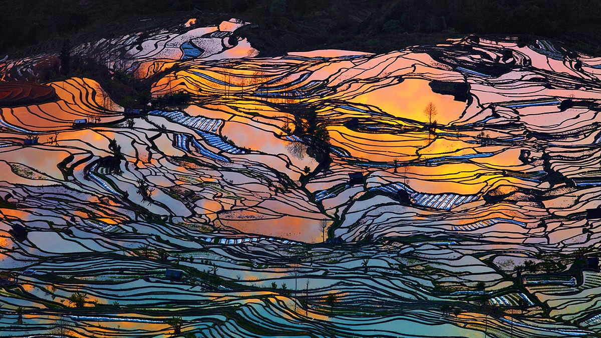 Зрелищные ландшафты террас риса Хунхэ-Хани в Китае – фотографии Китая