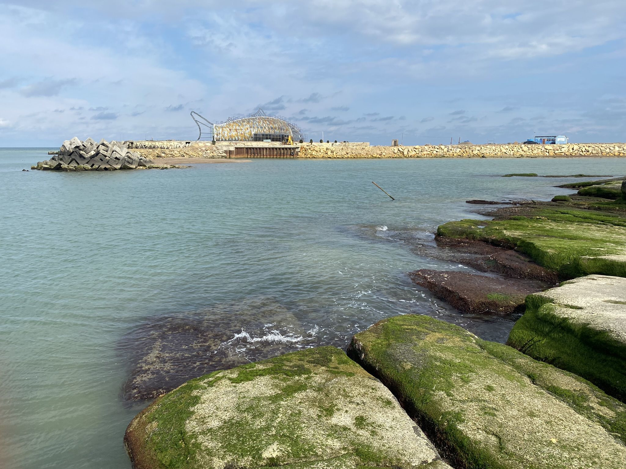 Дербентская коса, вид на здание рыбы – фотографии России