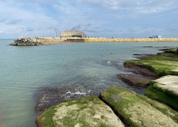 Дербентская коса, вид на здание рыбы – фотографии России