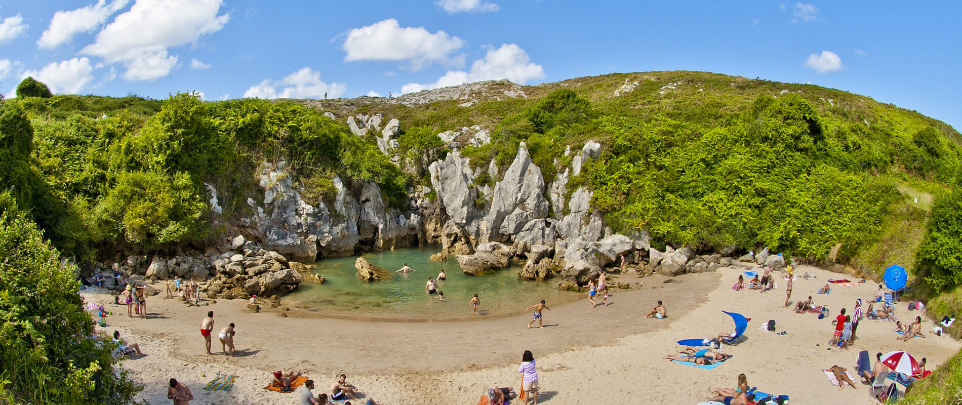 Природное чудо пляж Плайя де Гульпиюри, Астурия, Испания – фотографии Испании