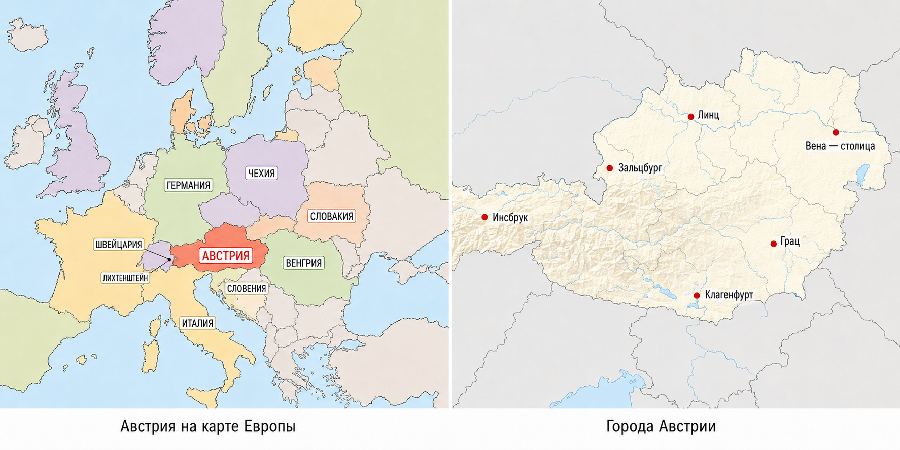 Австрия на карте Мира