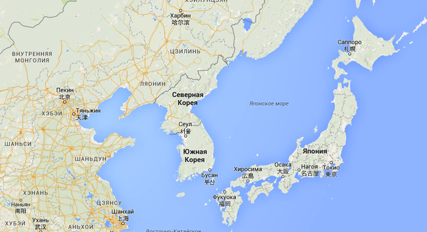 Карта КНДР со стороны Японского моря
