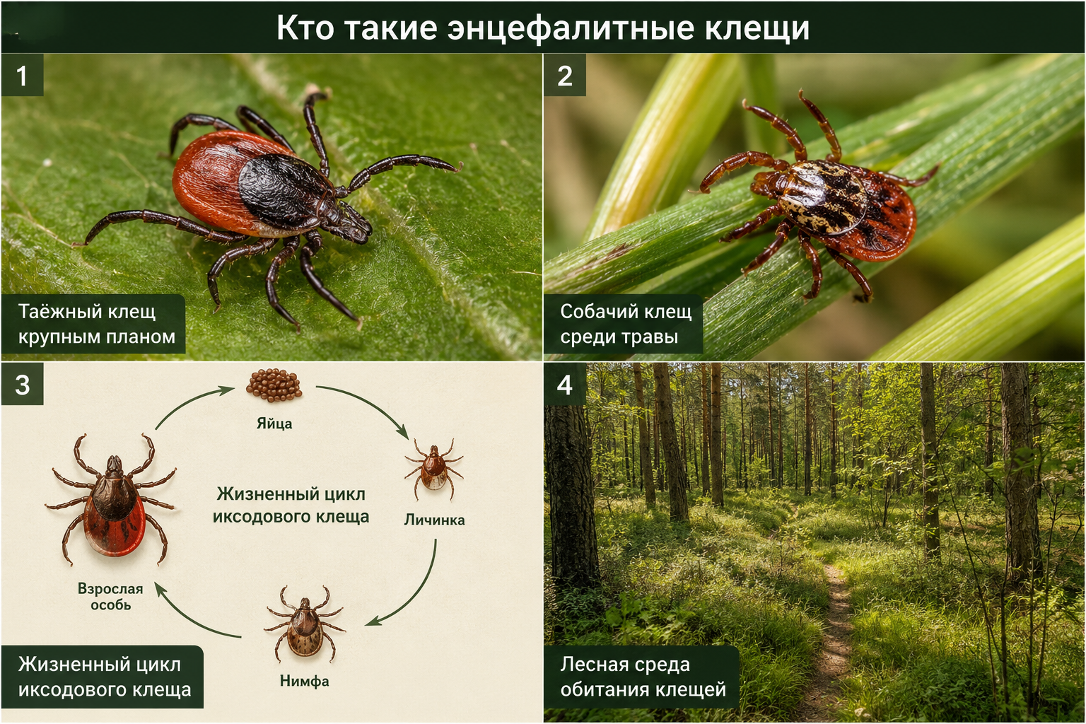 Энцефалитные клещи — основные виды, жизненный цикл и среда обитания