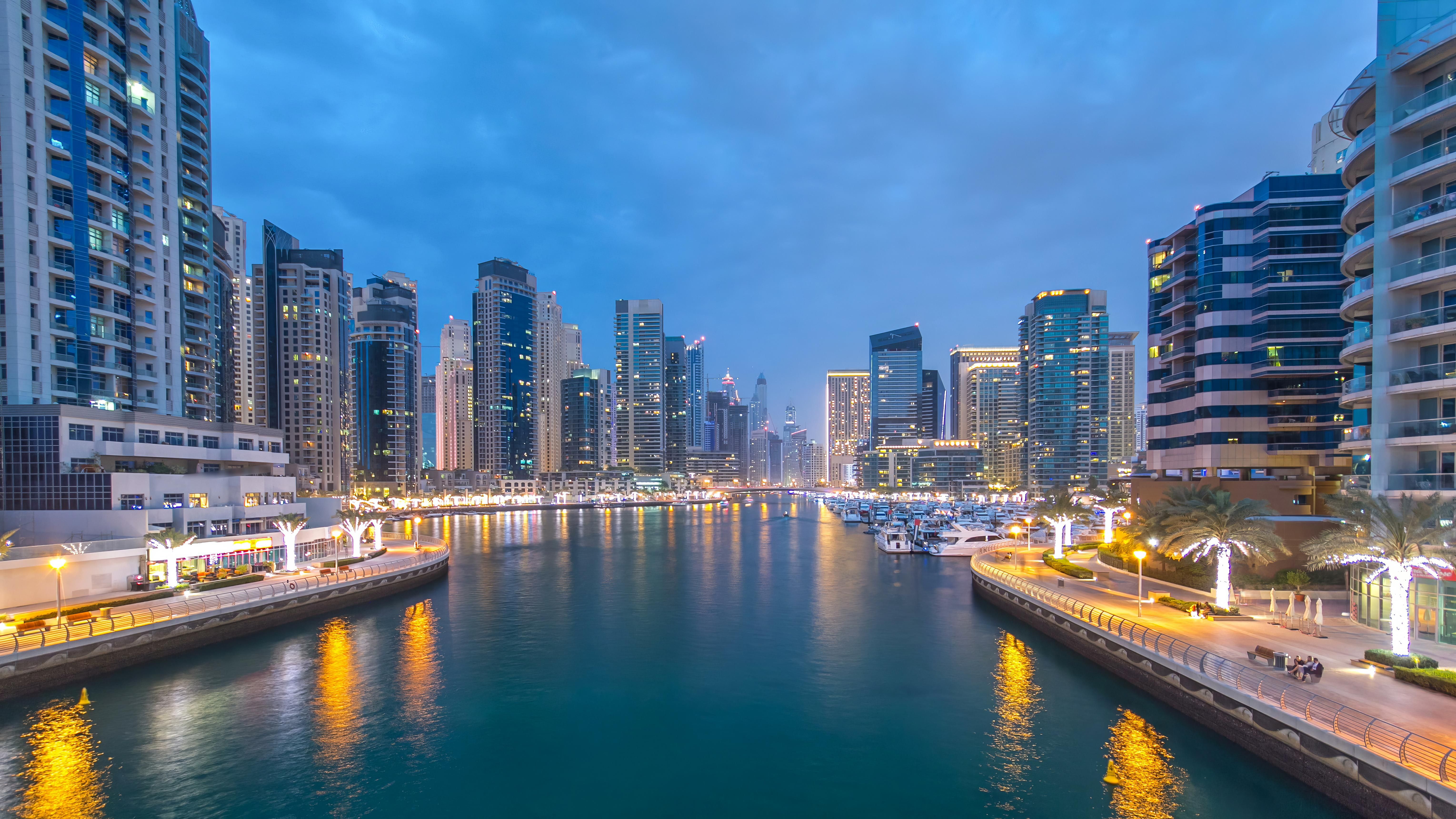 Вечерняя прогулка по Dubai Marina зимой (ОАЭ)