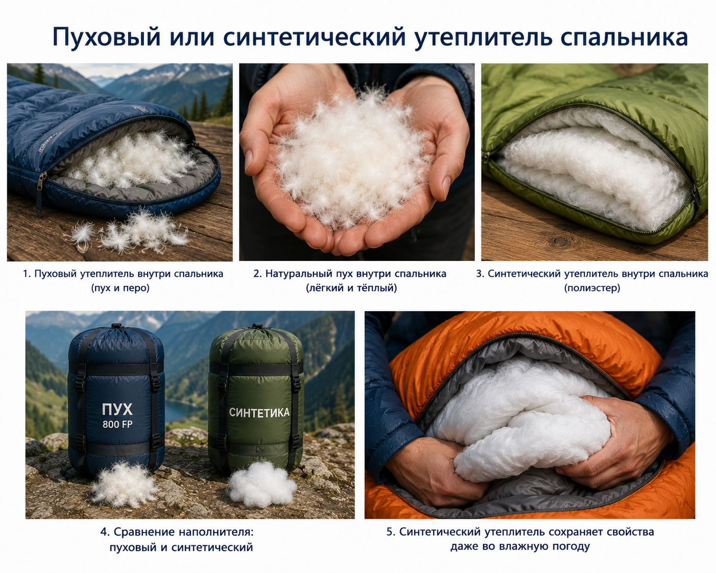 Пух и синтетика в спальниках