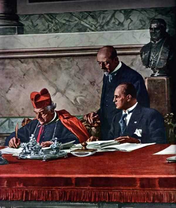 Подписание Латеранских соглашений в 1929 году (Италия)