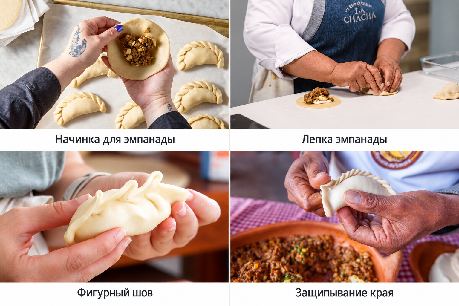 Формирование фигурного защипа на эмпанаде
