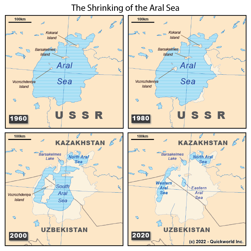 Как высыхало Аральское море, карта