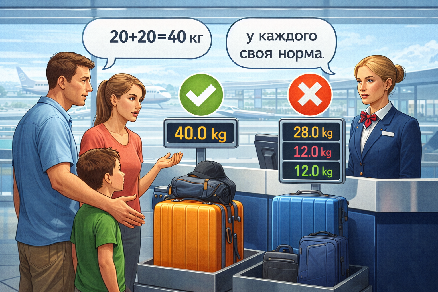 Можно ли объединять багаж при перелёте?