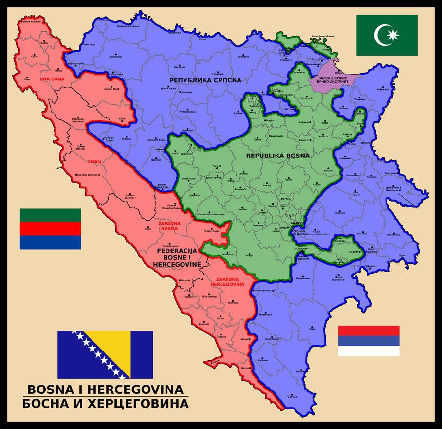 Босния и Герцеговина: карта 3 регионов