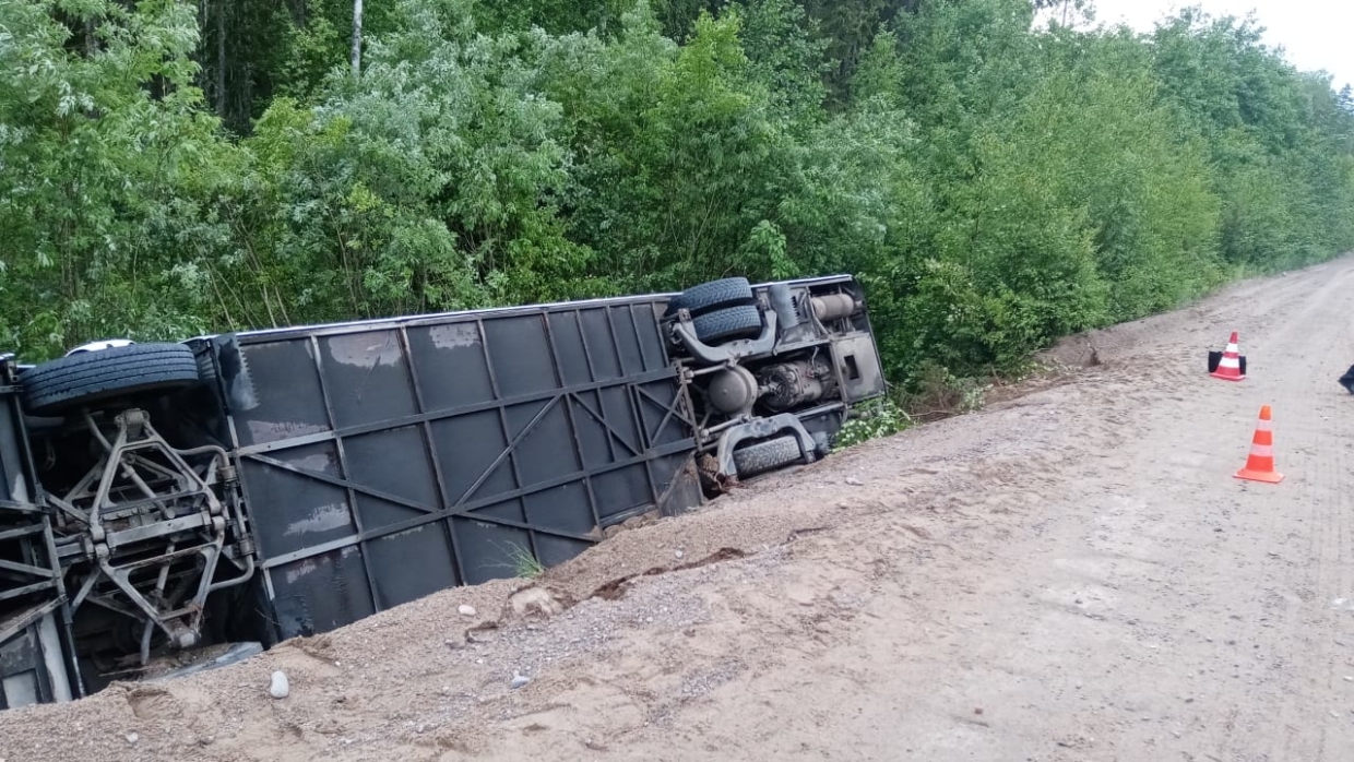 В Ленобласти перевернулся экскурсионный автобус