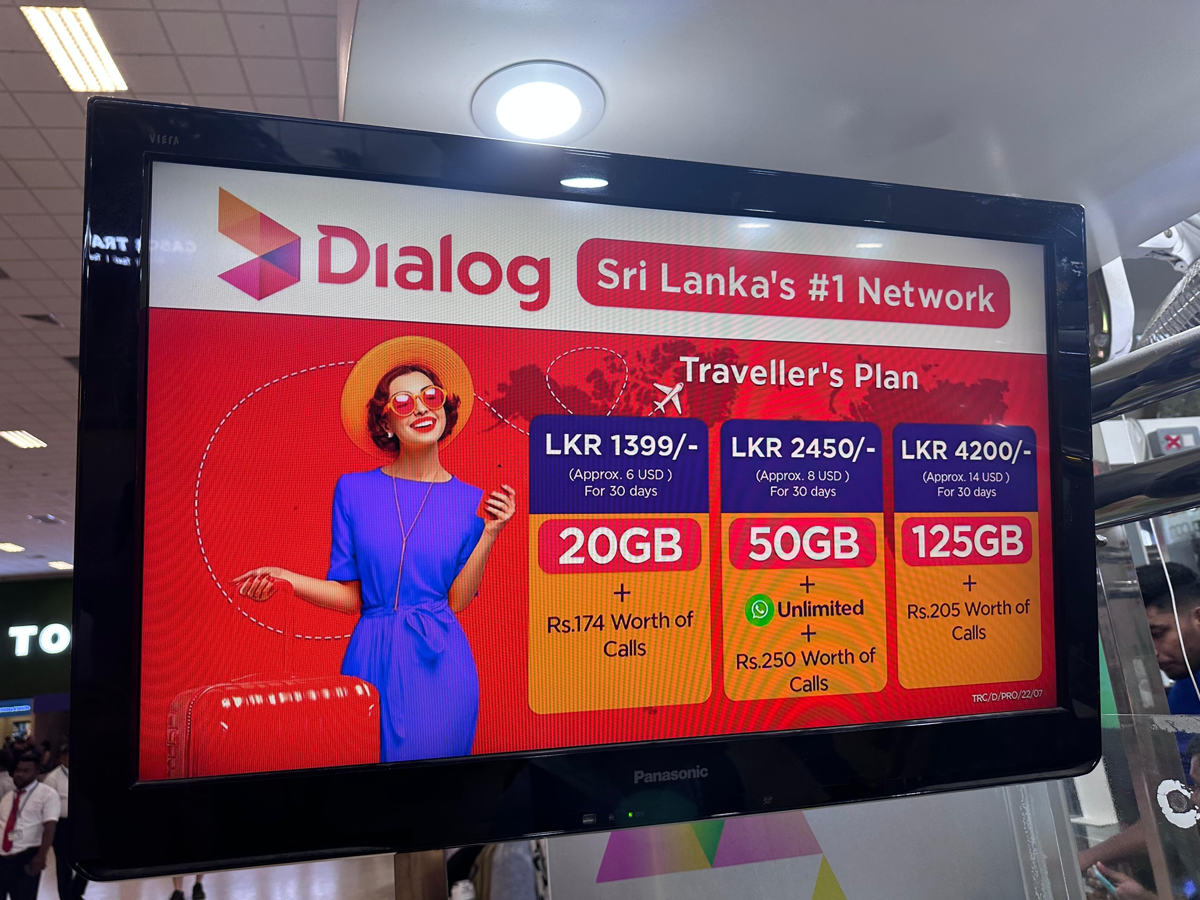 Цены сотовая связь Dialog Шри-Ланка (декабрь 2025)