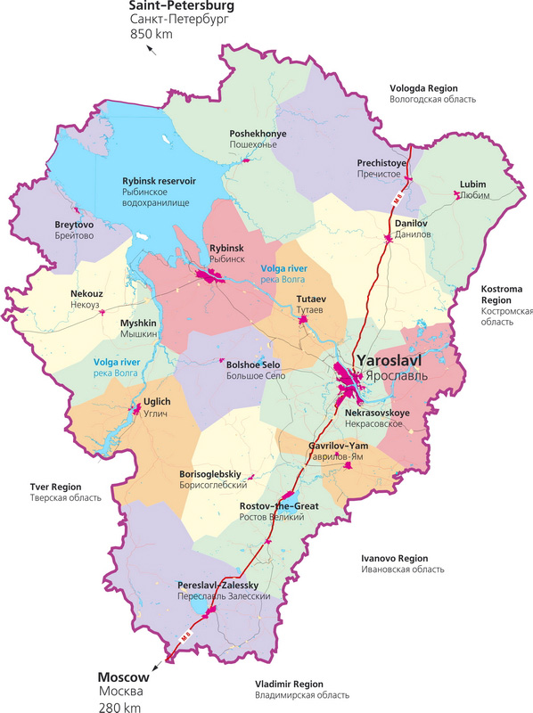 Карта московской области и ярославской области